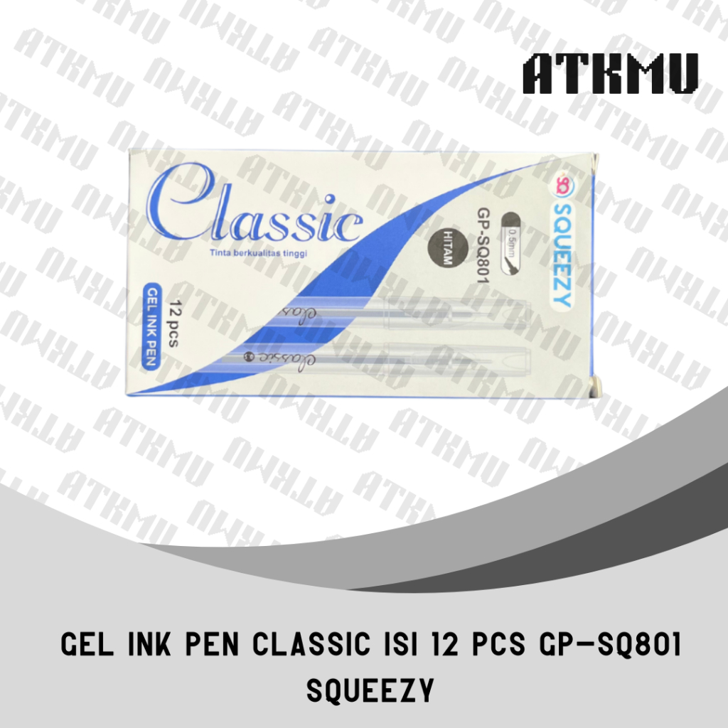 

Gel Pen Classic Squeezy GP-SQ801 – Hitam 0.5mm [1 Pack] Isi 12 pcs