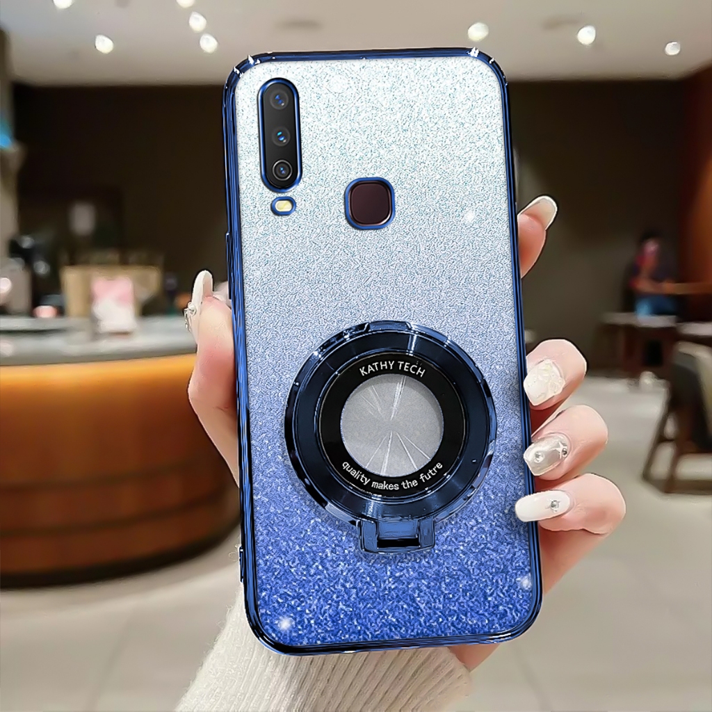 Case Vivo Y12, Y15, Y17 Softcase Glitter Luxury With Ring Magnetic Holder