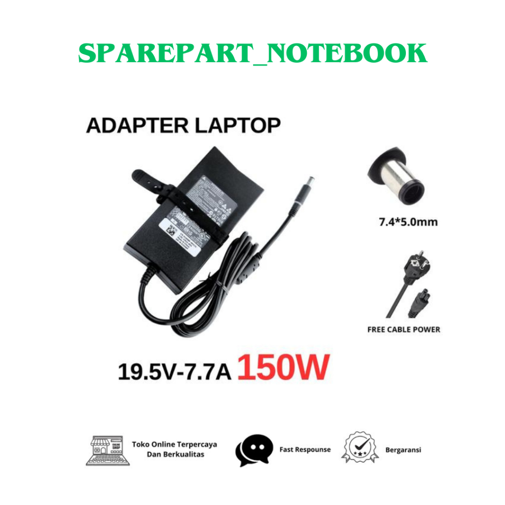 Adaptor Laptop 19.5V 7.7A 150W 7.4*5.0mm Laptop Adapter Power M11X M14X M15X E5510 E6420 ADP-150DB N