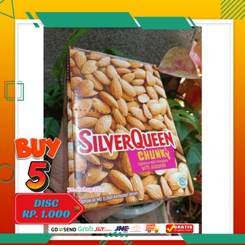 

Sebox 1 Box isi 12 Pcs Silverqueen Chunky Bar Almond dan Mede 26 Gr x 12 Pcs