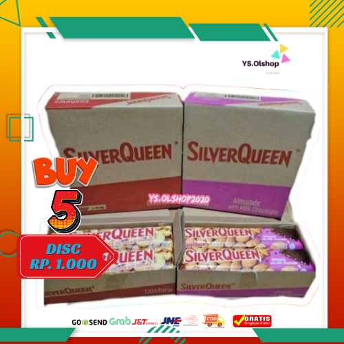 

1 BOX isi 10 Pcs Silverqueen Almond & Cashew 55 Gr x 10 Pcs