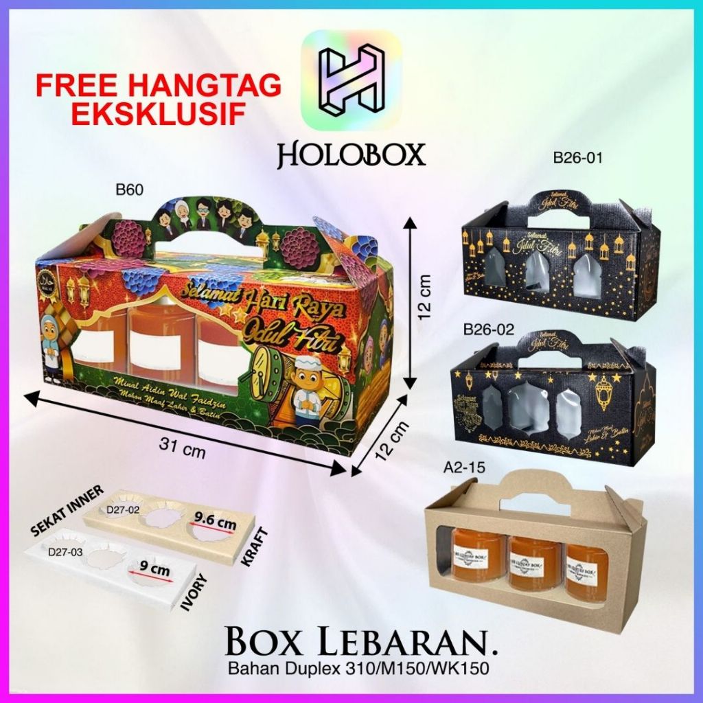 

Box Hampers Lebaran / Dus Toples 500 ml isi 3 / Kotak Idul Fitri / B60