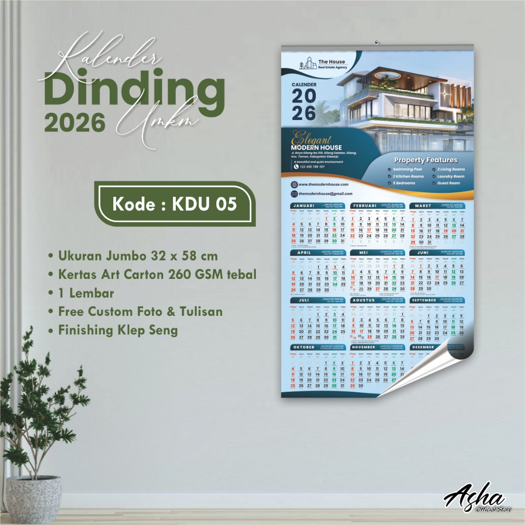 

KALENDER DINDING 1PLY CUSTOM - CETAK KALENDER JUMBO GROSIR - KALENDER USAHA UMKM KDU MINOR 50 PCS