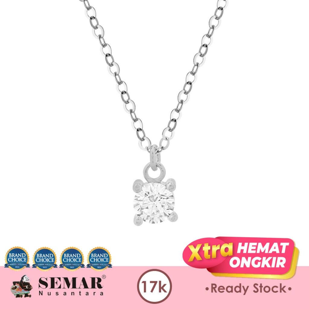 Kalung Emas Gilvi Solitaire White Gold 17K Semar Nusantara