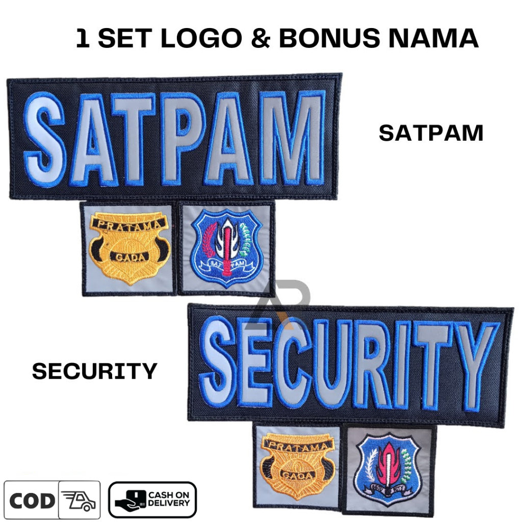 LOGO fullset lengkap SECURITY/SATPAM FREE NAMA | BONUS NAMA TAG BORDIR | Logo Bordiran Komputer | Lo