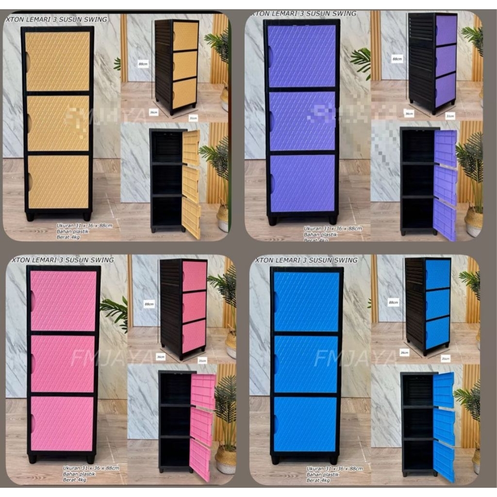 [FM] PXTON LEMARI 3 SUSUN SWING || LEMARI PLASTIK SERBAGUNA || LEMARI PAKAIAN PORTABLE || LEMARI SUS