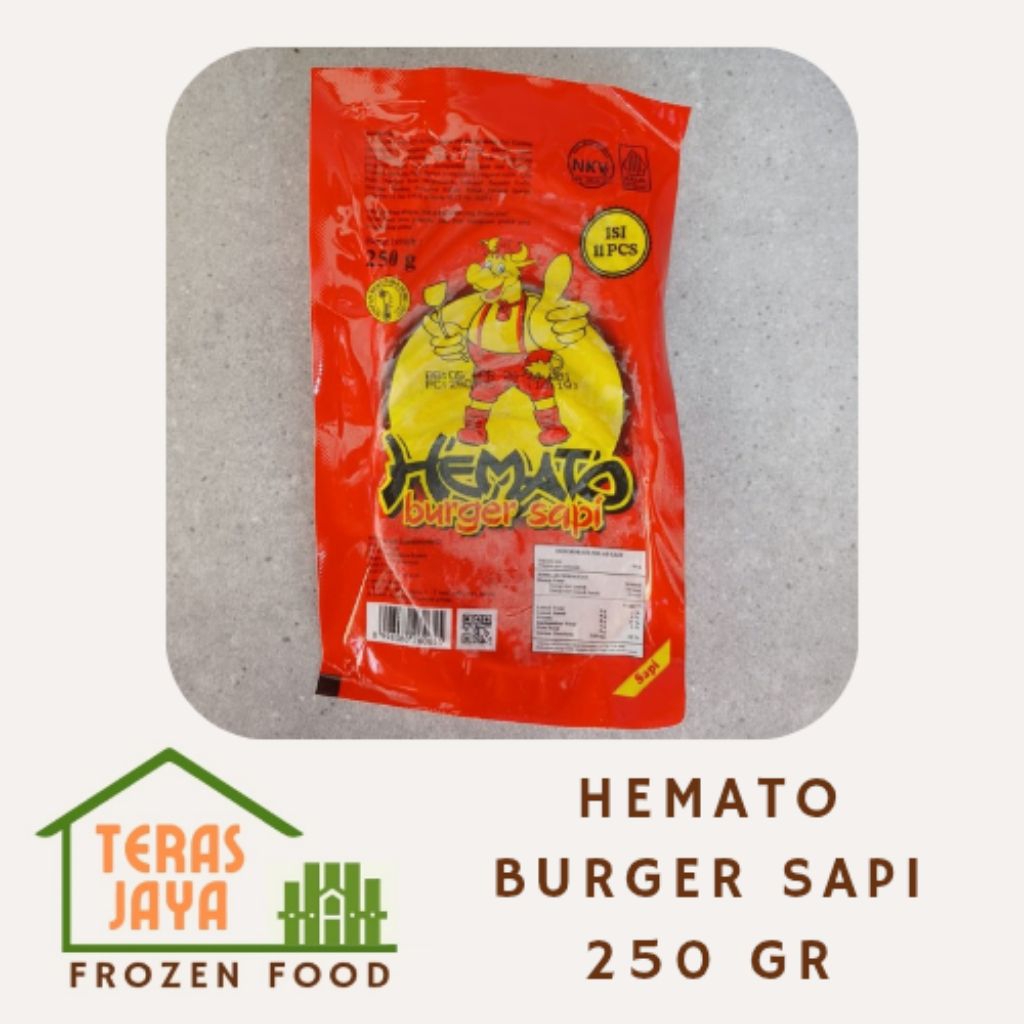 

HEMATO BURGER BESAR 250 GR Frozen Food (makanan olahan beku burger sapi)