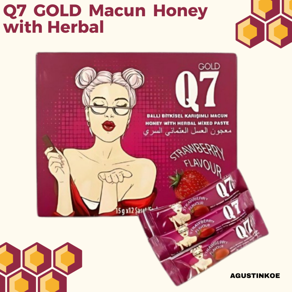 

Q7 GOLD Macun Honey with Herbal Mixed Paste Strawberry Flavour for Women / Macun Sachet Wanita Q7 asli turki