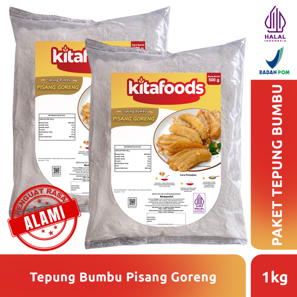 

Kitafoods Paket TPG 3 ( tepung Pisang 500gr 2pcs ) Tanpa Penguat Rasa