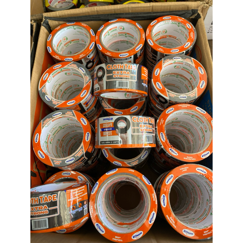 Lakban Hitam Berry / Cloth Tape Berry / Isolasi Lakban / Lakban Jilid