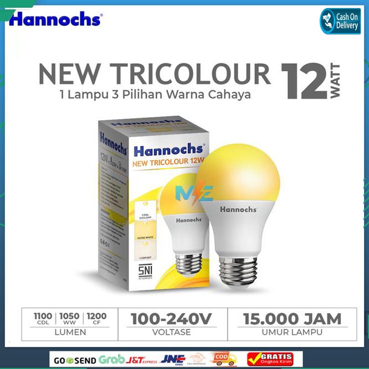 Hannochs Tricolour 12w Lampu LED 12 Watt Bohlam 3 Warna Cahaya SNI / Lampu 3 Warna murah bergaransi