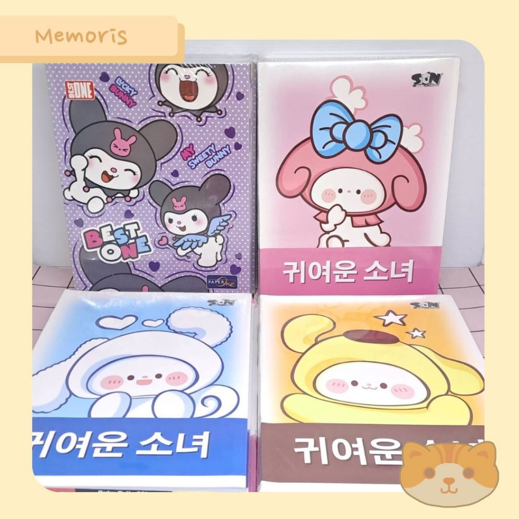 

Buku Tulis Notebook Catatan Sekolah 38 Lembar Kuromi Melody Cinnamoroll Pompompurrin Bingkisan Anak