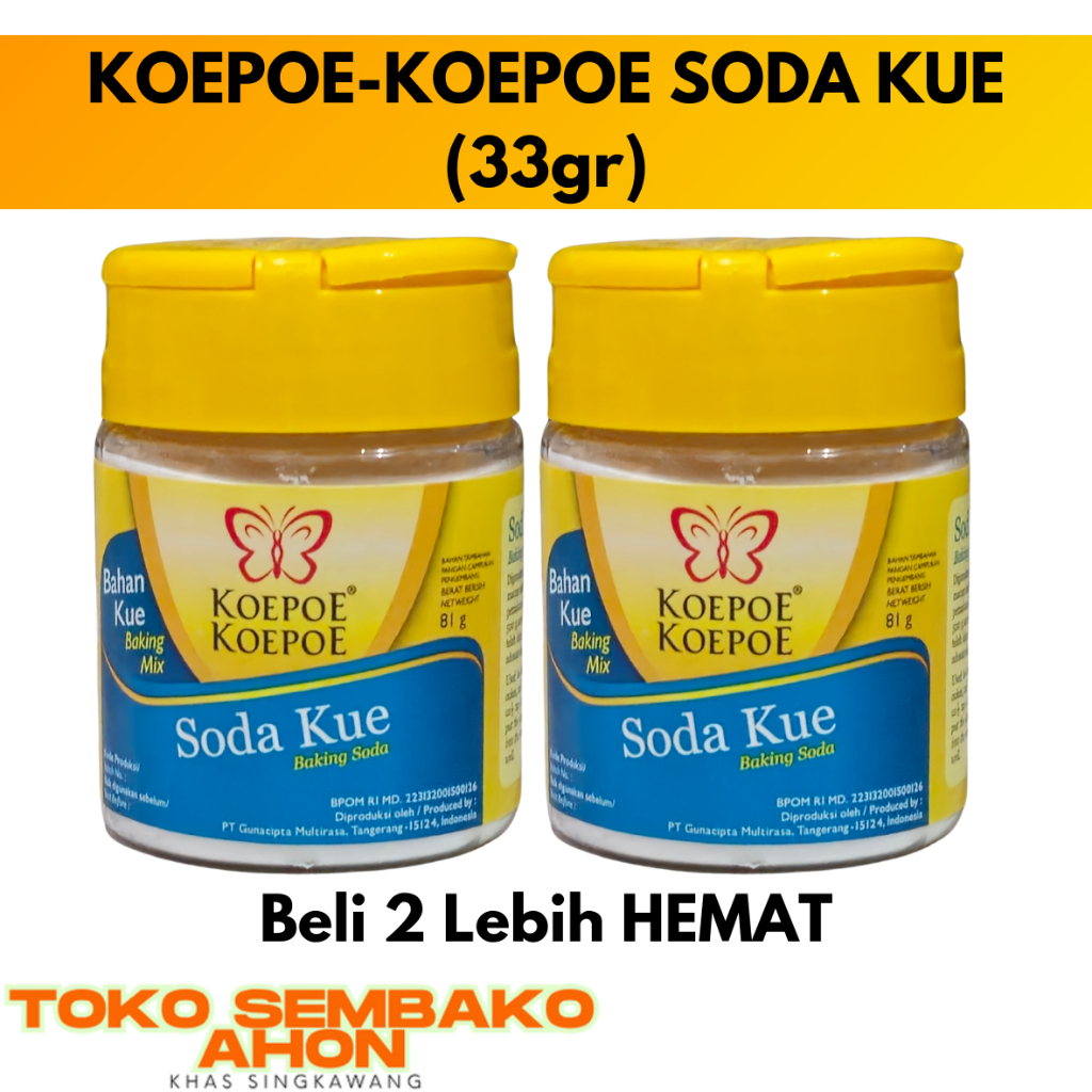 

KOEPOE-KOEPOE SODA KUE (33gr) / Baking Soda Koepoe Koepoe 33 gram / Soda Kue Pengembang Kue / Koepoe Koepoe Pengembang
