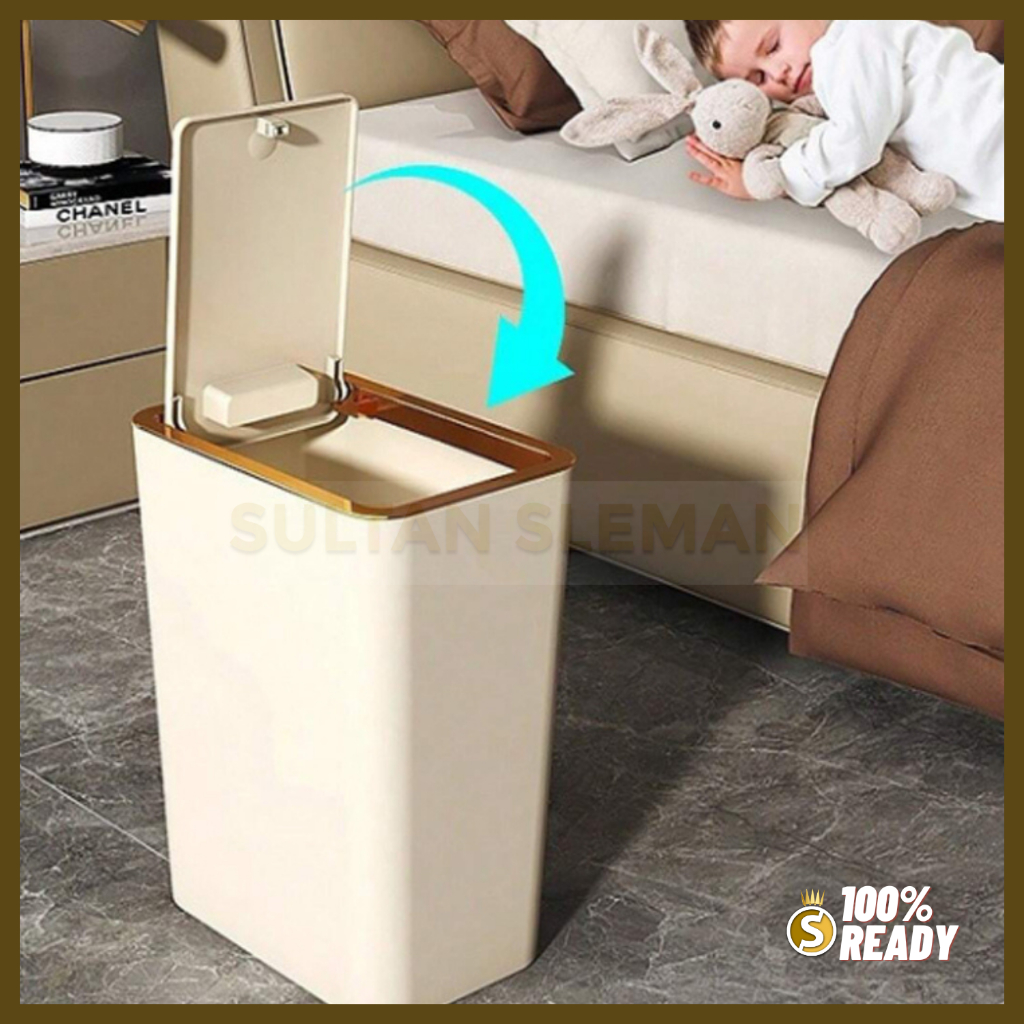 Tempat Sampah / Tempat Sampah Kamar 10L 15L / Tempat Sampah Minimalis / Tempat Sampah Push Cover