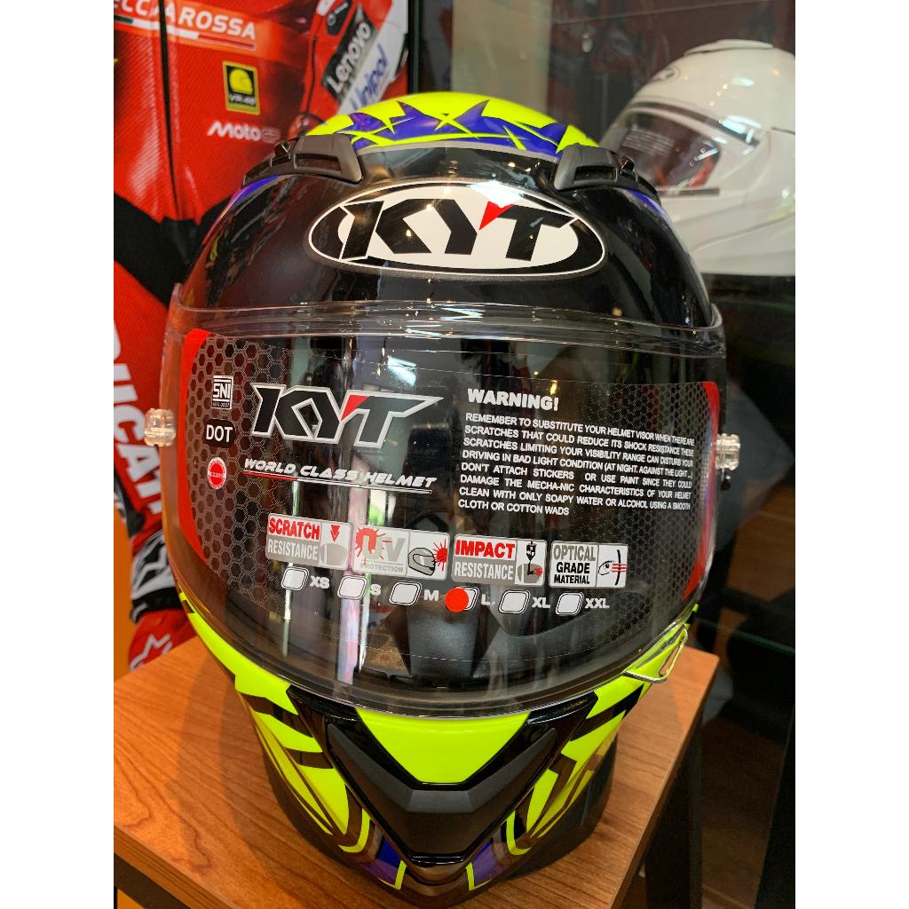 HELM KYT FALCON FR SPIKE YELLOW FLOU/BLUE (CLEAR)