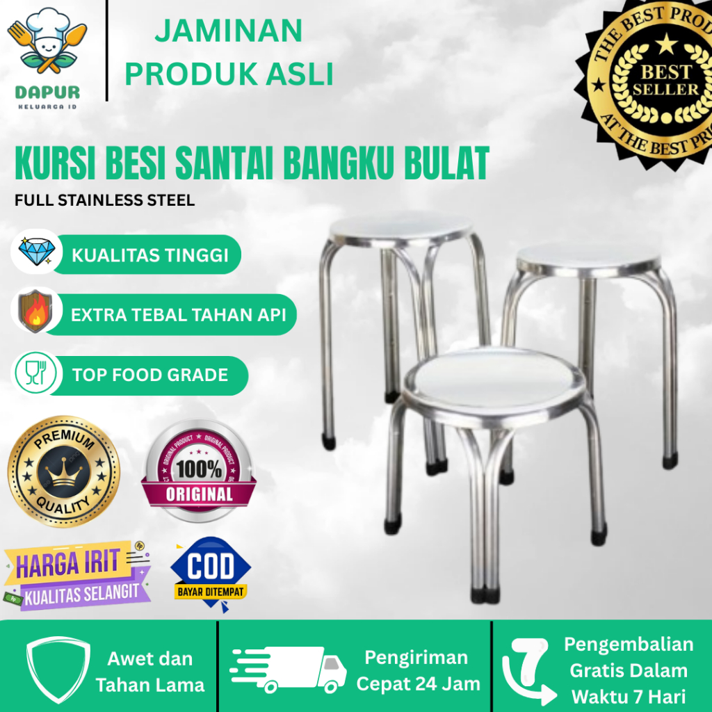 Kursi Besi Stainless steel BANGKU BULAT STAINLESS STEEL TEMPAT DUDUK KURSI SANTAI BD02