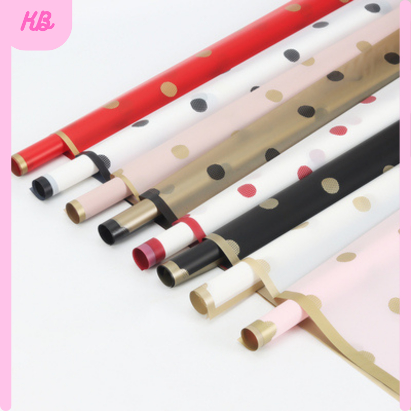 

Kertas Bunga Cellophane Motif Polkadot Gold Line Color Paper Flower Wrapping Bouquet KB6030