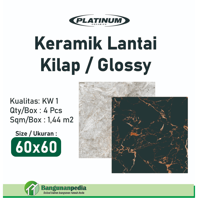 Keramik Lantai Kilap Glossy 60x60 Platinum