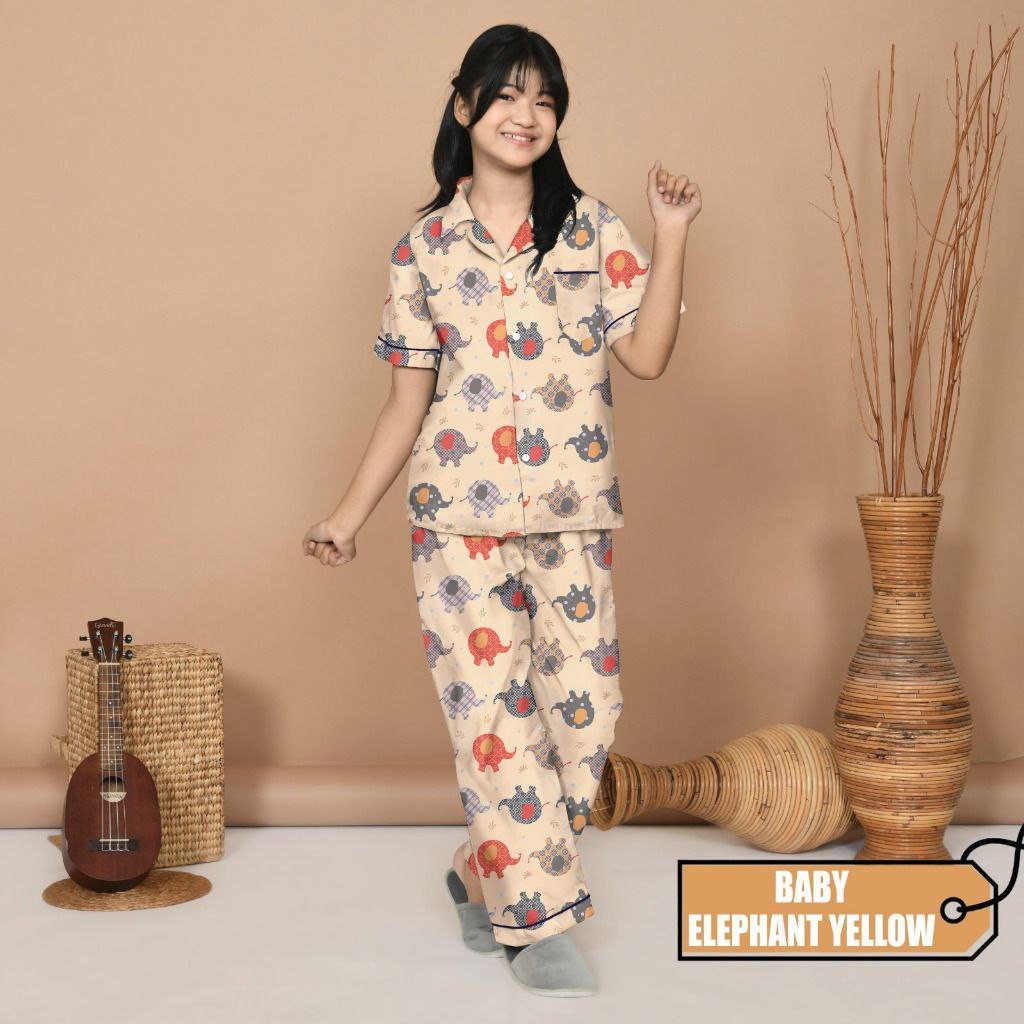 Piyama Baju tidur anak perempuan  usia 8 - 12   Tahun bahan katun