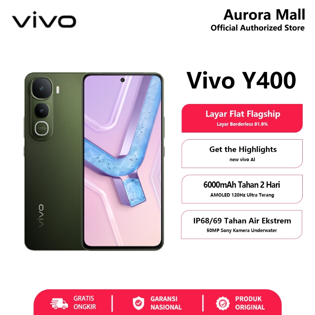 Hp Vivo Y400 8/256GB RAM 8GB+8GB Extended ROM 256GB Vivo Terbaru 2025 Garansi Resmi