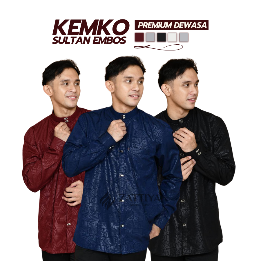 Kemko Pria Motif Embos – Kemeja Koko Casual Elegan