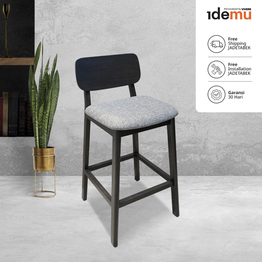 IDEMU Keiko Kursi Makan Kayu Minimalis Barstool