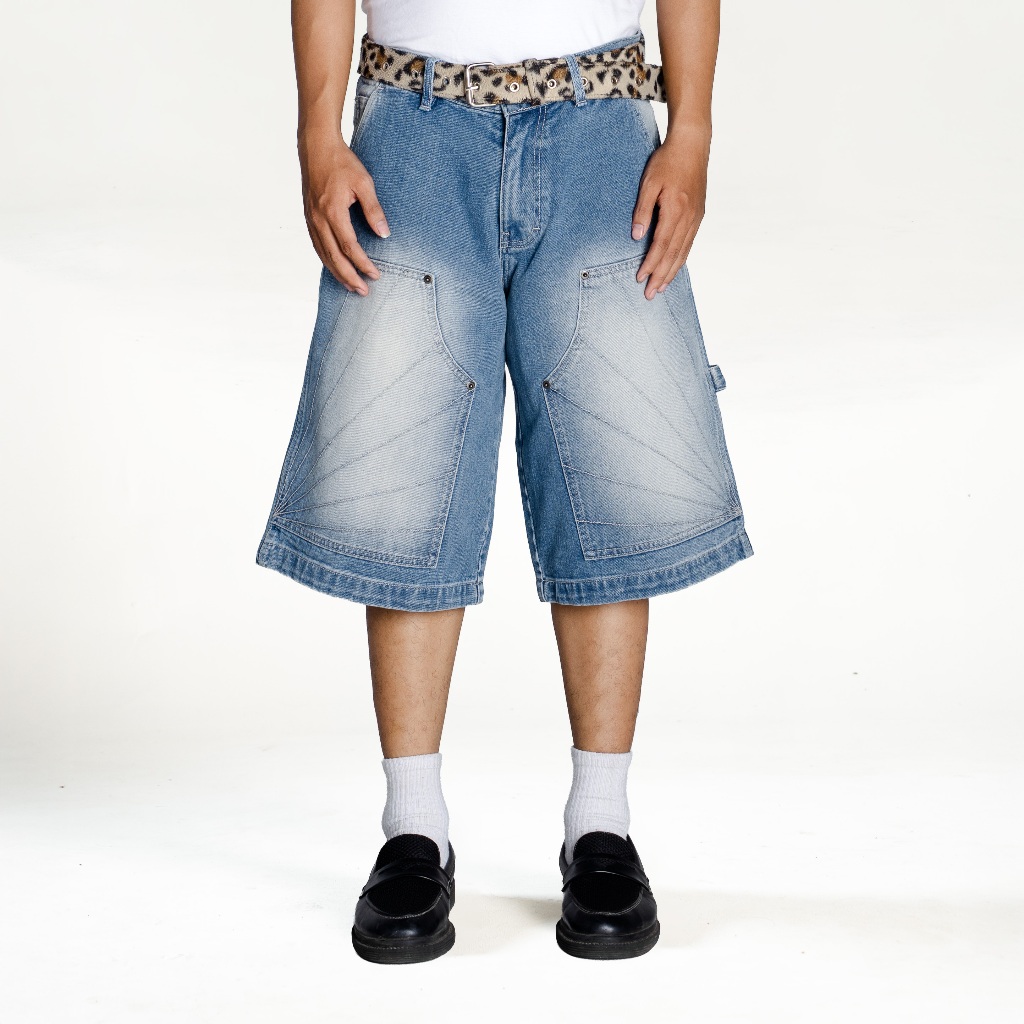 Garments Brent Jorts Carpenter Double Knee Short Pants Jeans Washed Blue