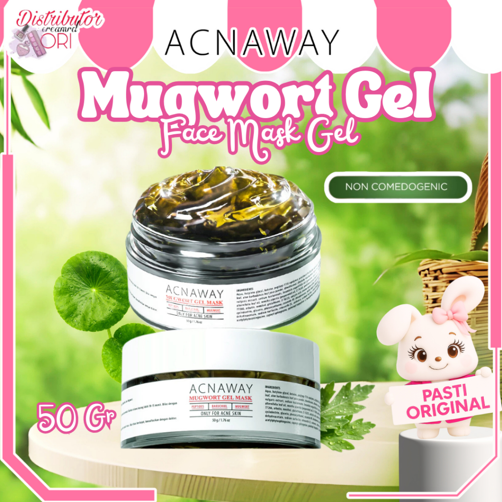 ACNAWAY Advanced Mugwort Gel Mask 50Gr – Face Mask Gel Masker Wajah untuk Kulit Berjerawat | Distrib