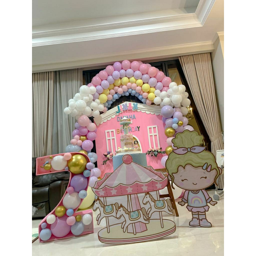 Dekorasi Ulang Tahun Anak/Dekorasi ulang tahun nuansa pink/Dekorasi karakter/Balon Dekorasi