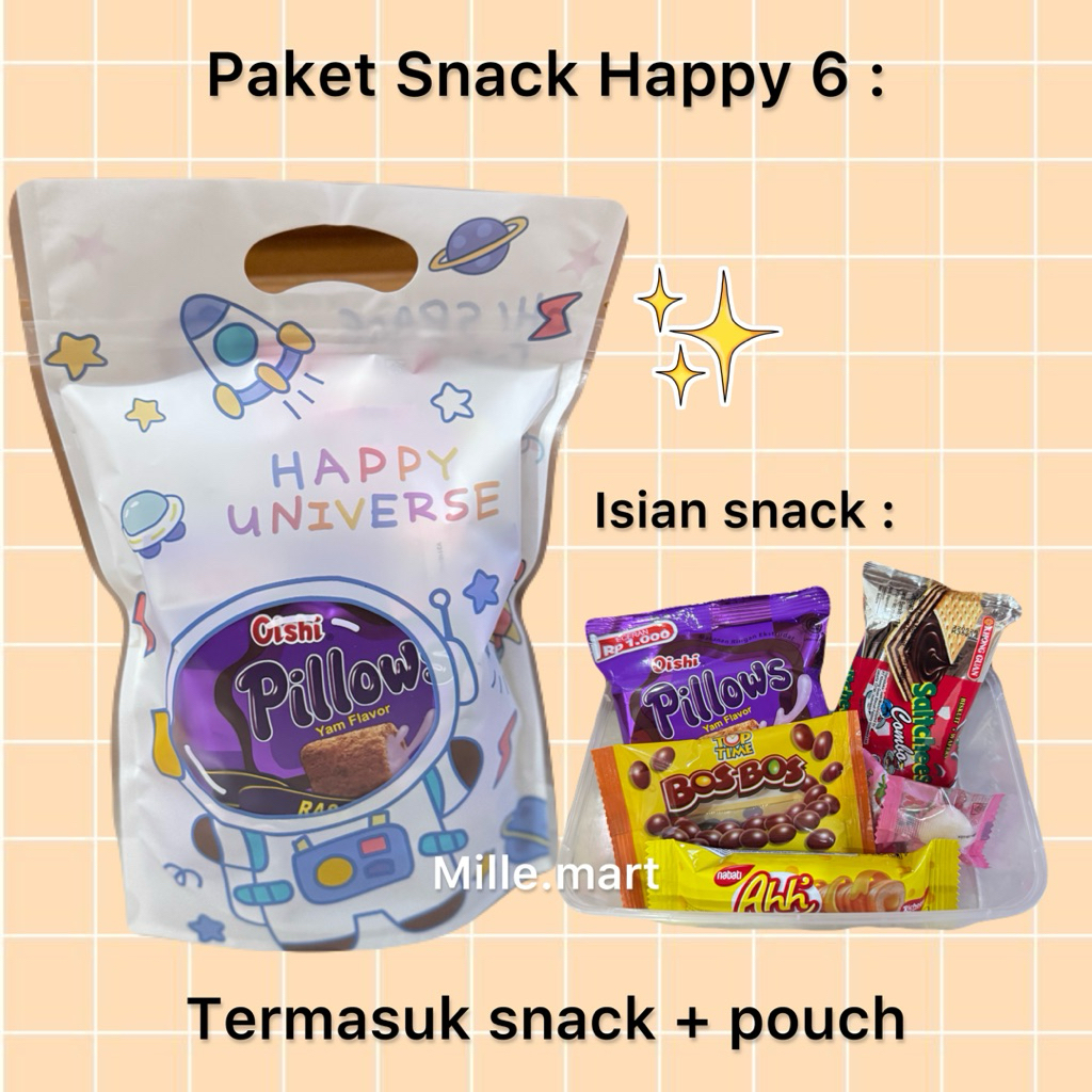 

Paket Happy 6 - Goodiebag tas ulang tahun snack/ziplock goodie bag/Paket Ulang Tahun Anak/Bingkisan Ulang Tahun Anak/Souvernir Pesta Ulang Tahun/Hampers Ulang Tahun Anak/Paket Makanan Ringan Anak