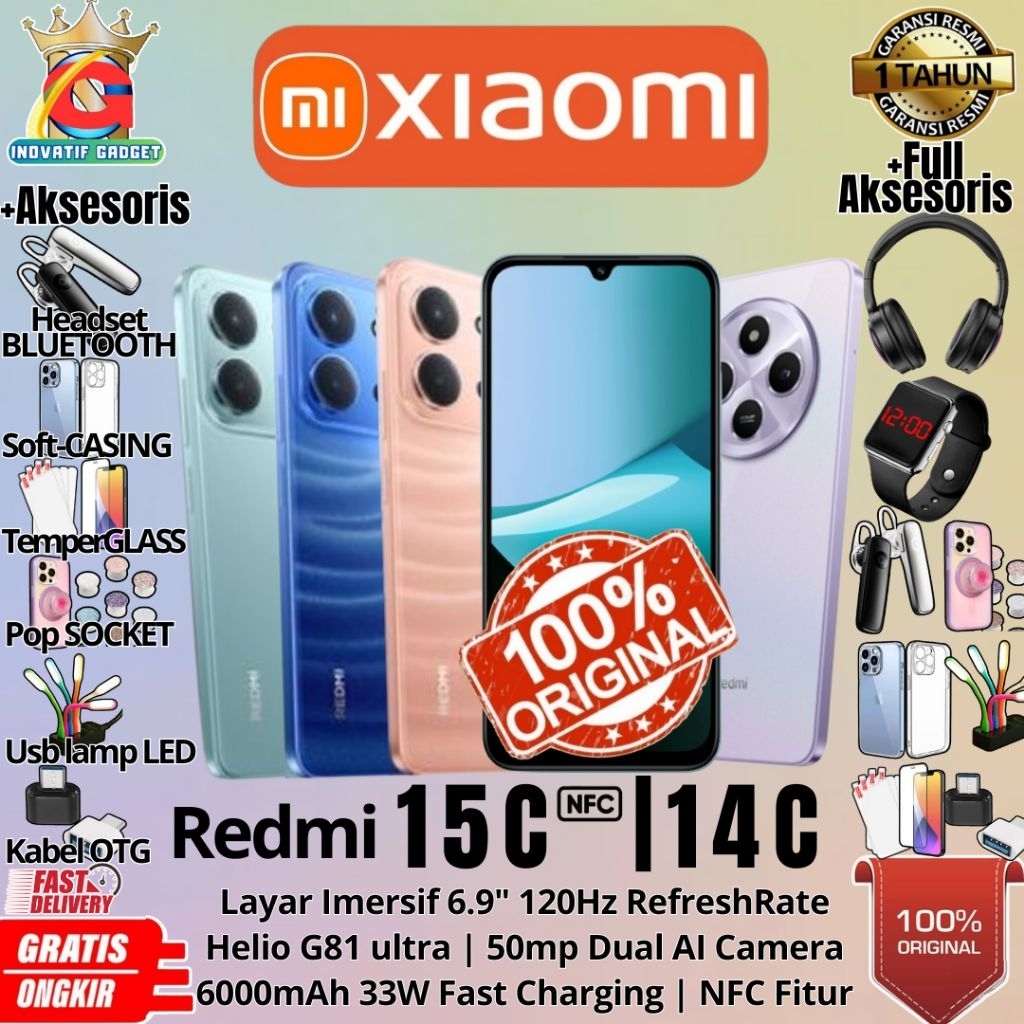 HP BARU XIAOMI REDMI 15C | REDMI 14C 8/256GB & 6/128GB RAM UPTO 16GB GARANSI RESMI 100% ORIGINAL