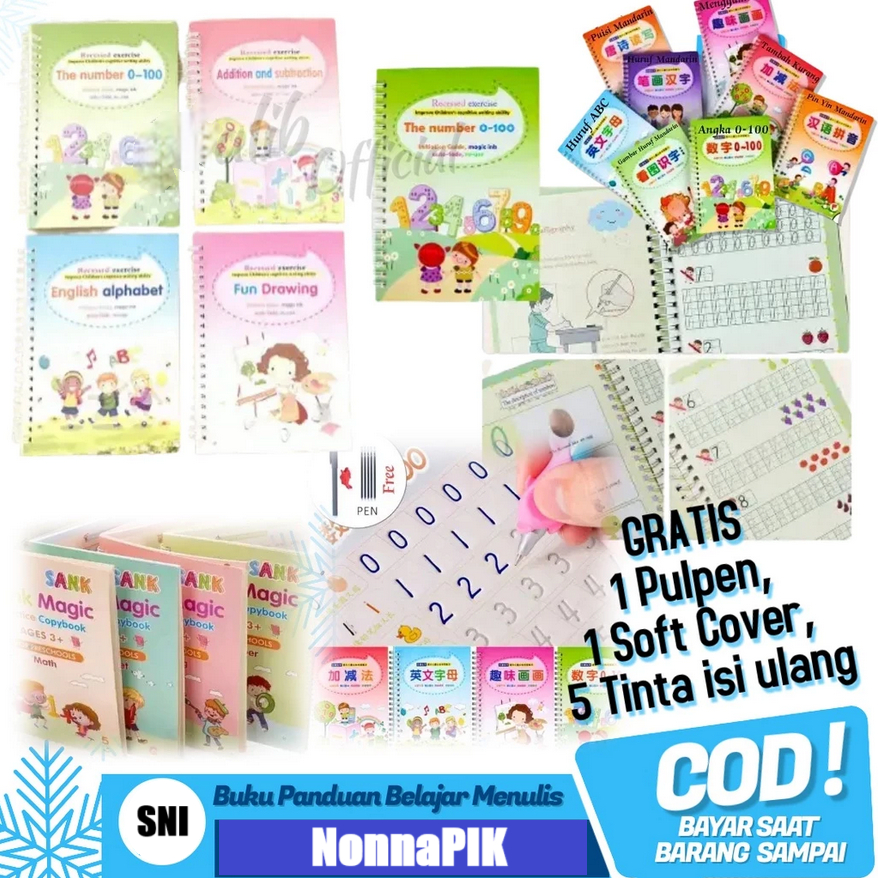 Buku Belajar Menulis Anak panduan Ajaib PAUD Buku Magic 3D Magic Pratice Book