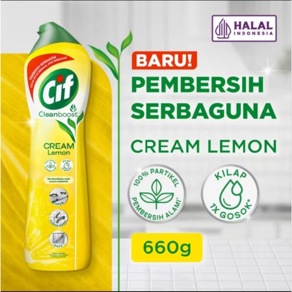 CIF Cream Pembersih Serbaguna 660g | Original & Lemon | Pembersih Dapur, Kamar Mandi, Keramik, Stain