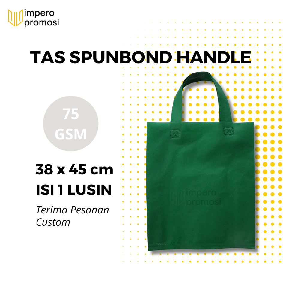 

Impero - GOODIE BAG SPUNBOND HANDLE 38x45 / Harga Satuan / Kantong Belanja Murah (Hijau tua)