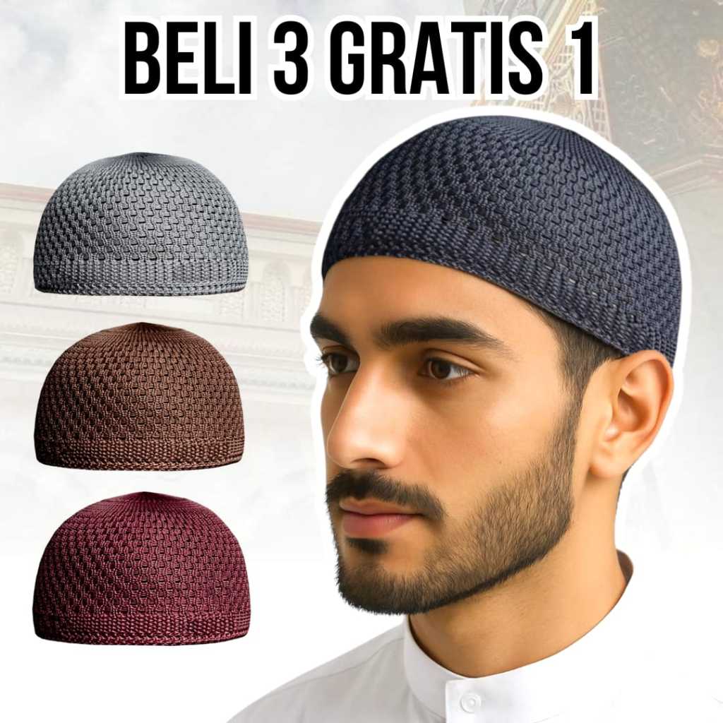 PECI RAJUT DEWASA ELASTIS // All Size // Peci Rajut Premium // Hitam Putih // Souvenir Haji & Umroh