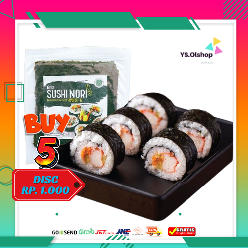 

Java Sushi Nori isi 20 & 50 Lembar HALAL Seaweed Rumput Laut Sushi Untuk Kimbab/ Gimbab