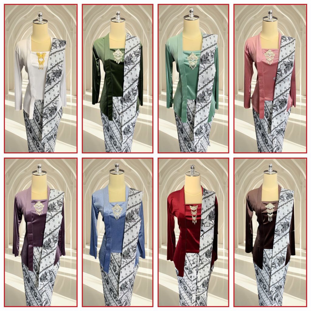Setelan Kebaya Kutu Baru Bludru Warna Hitam / Kebaya + Selendang + Jarik Wiru Plisket