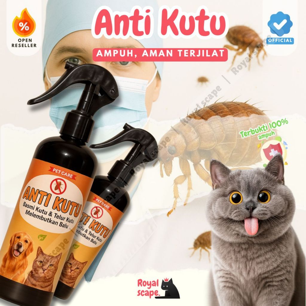 Spray Anti Kutu Kucing & Anjing Herbal – Aman Terjilat, Membasmi Kutu & Telur Melembutkan Bulu 100ml