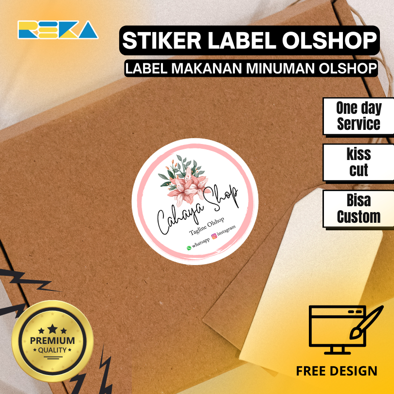

3-4 Cetak Stiker Custom Transparan Vinyl Anti Air Sticker Olshop Makanan Free Design