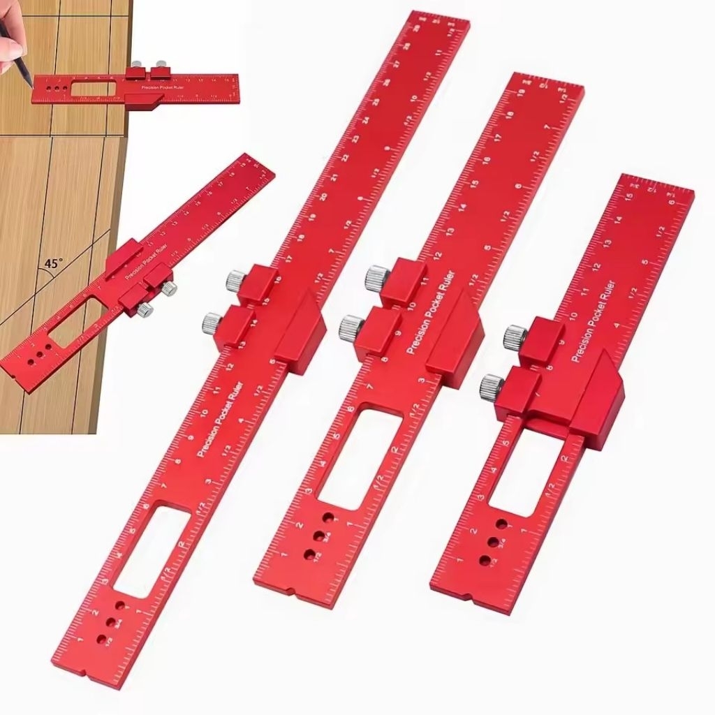 

Penggaris Saku Presisi Penggaris Geser Logam Inci dan Metrik, Penggaris Kayu Aluminium dengan Penghenti Geser, Penggaris Tulis Tipe T Primal CSN Penggaris Mark Line Gauge TType Woodworking Measuring Ruler C200 Quality