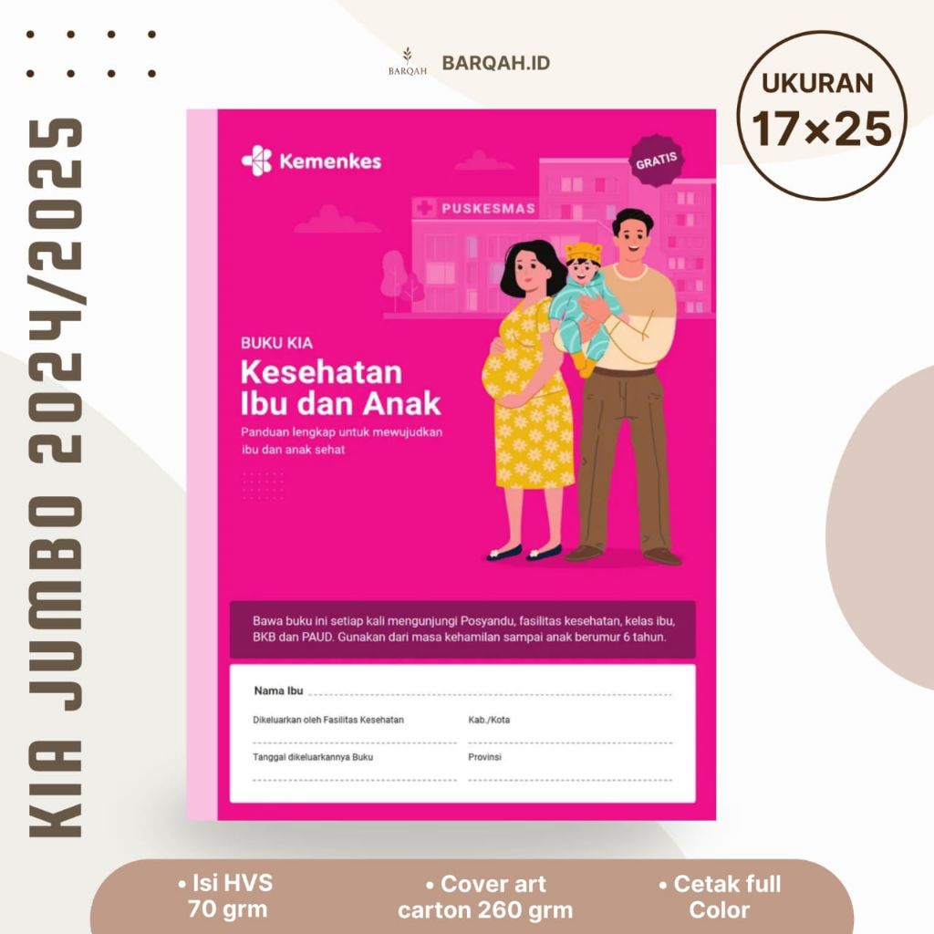 Buku KIA JUMBO Terbaru 2025, Buku Pink Buku Hamil, Buku KIA Jumbo