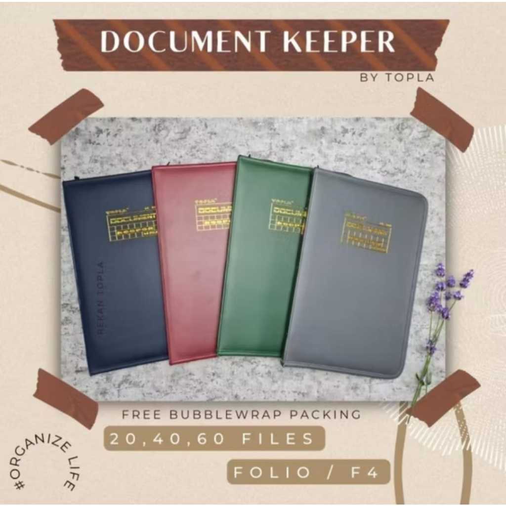 

Topla Map Dokumen Keeper Resleting Anti Air Kulit // Map Document Keeper f4 (polio)