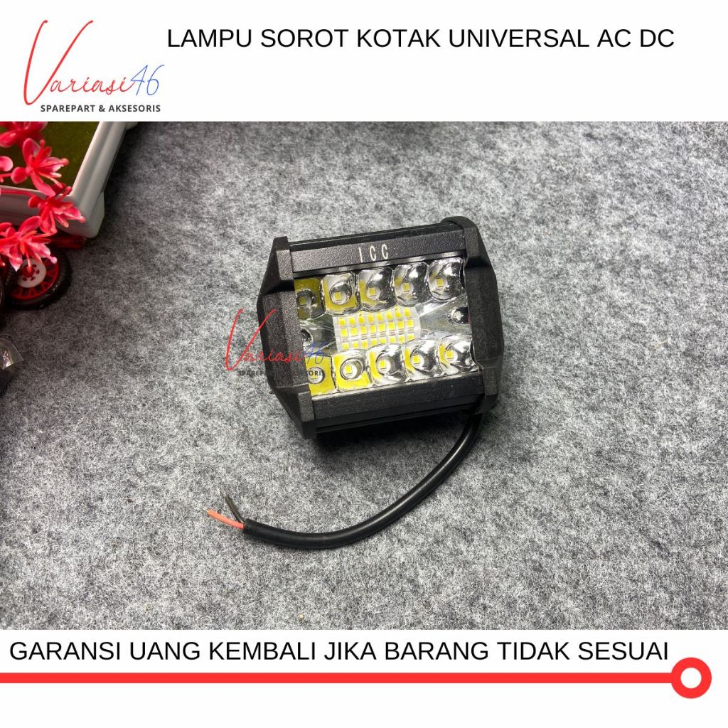 LAMPU SOROT KOTAK SUPER TERANG TINGAL PASANG AC DC UNIVERSAL SEMUA MOTOR