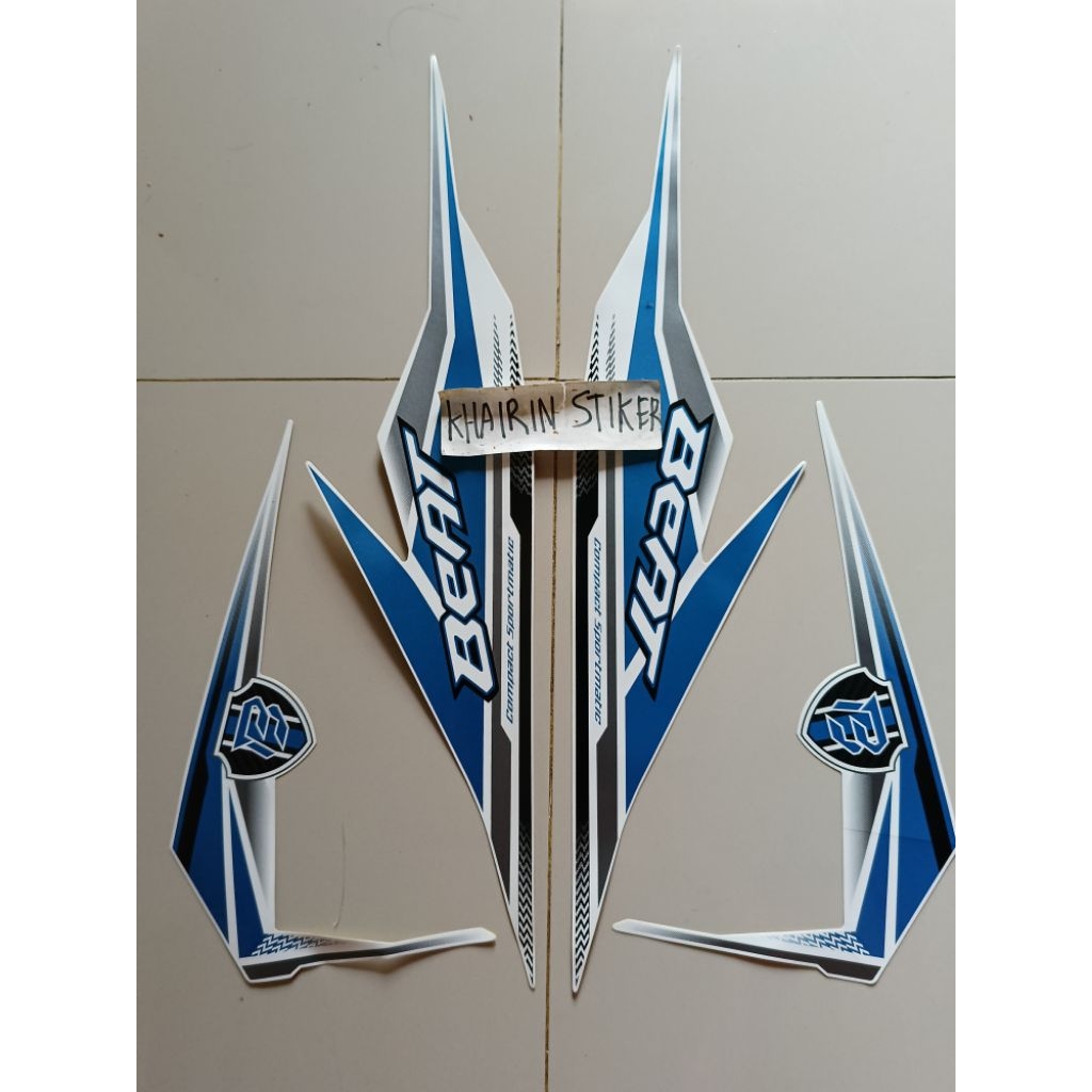 striping stiker beat 2019 putih ful biru original