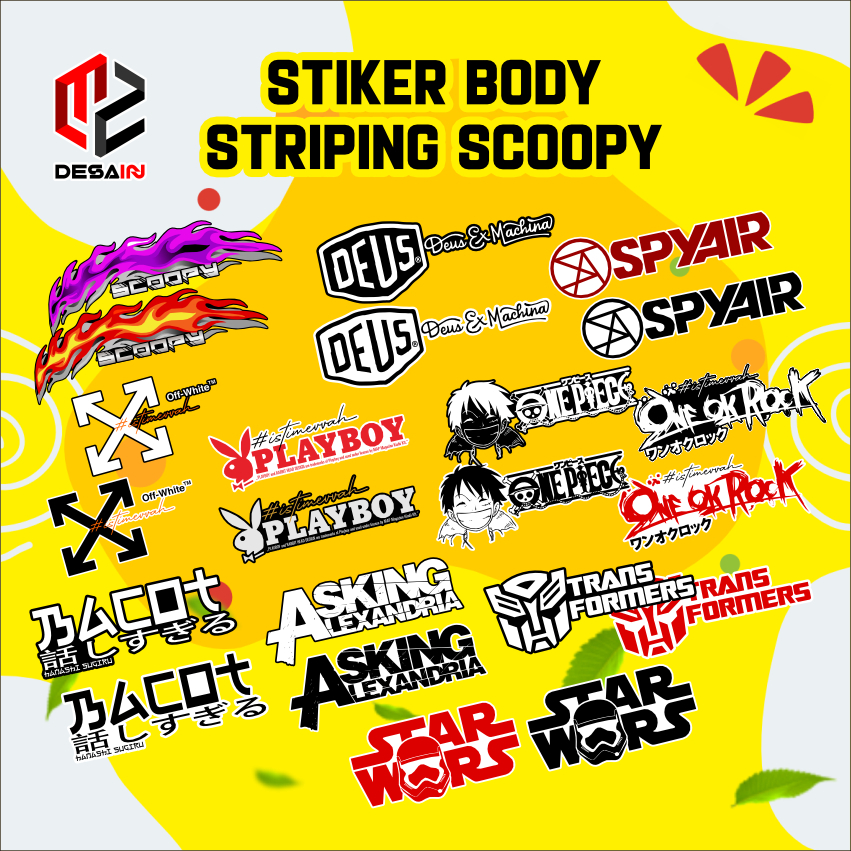 

stiker cetak striping body motor scoopy kiri kanan