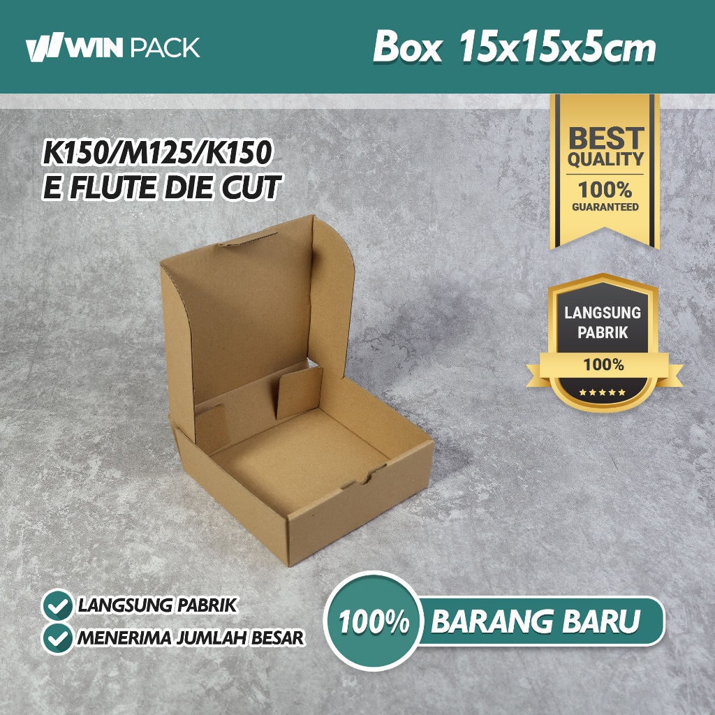 

(Harga untuk 20 Pcs) Kardus Karton Box Packing E Flute Die Cut Polos | 15x15x5 cm | Polos