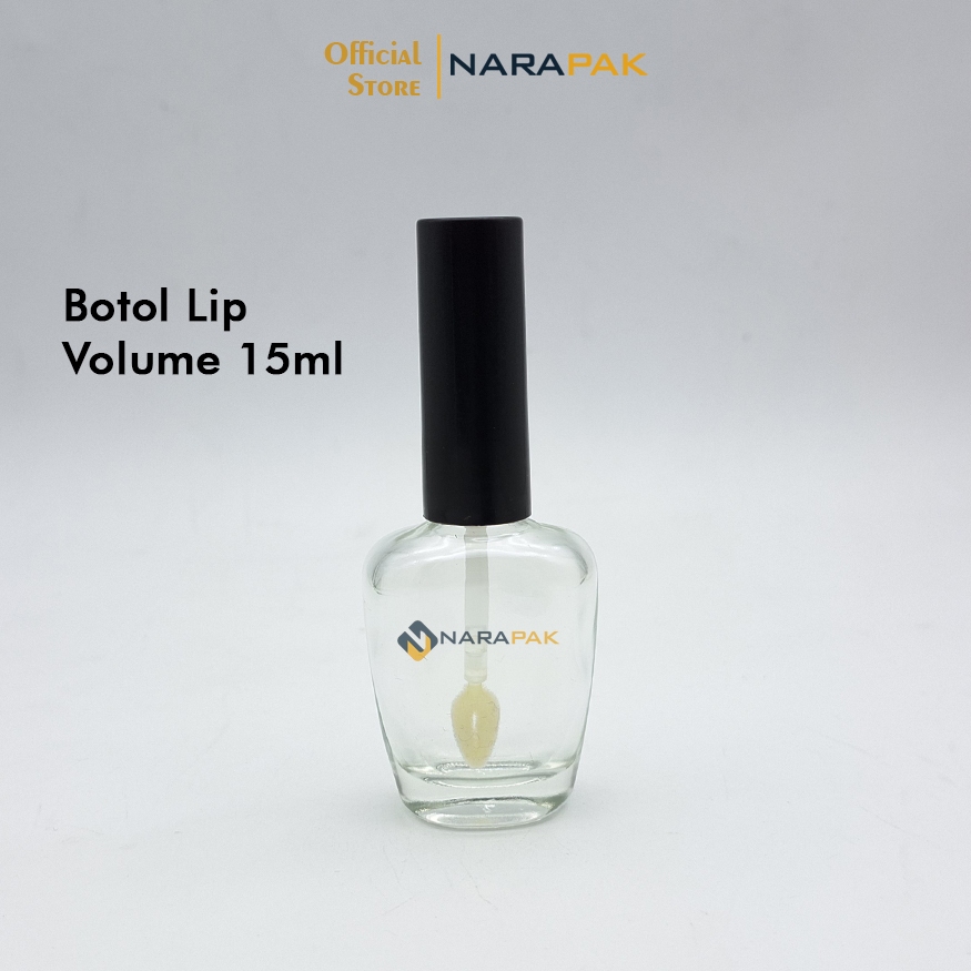 Botol Kaca 15ml aktual isi 13ml Oval Bening Botol Lip Gloss Lip Cream Lip Serum Kuas Lip Lubang Tutu