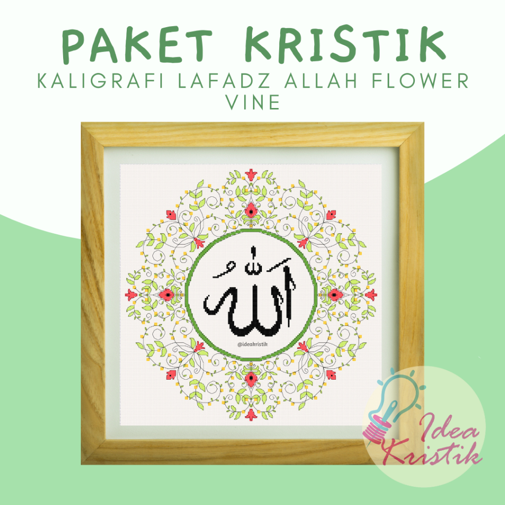 Paket Sulam Kristik Kaligrafi Lafadz Allah Flower Vine