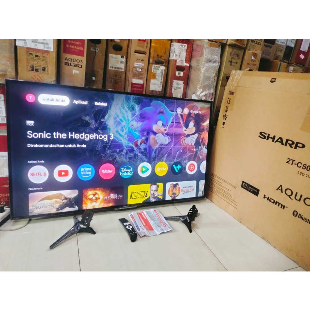 [+Free packing kayu] Led TV Sharp AQUOS 50 Inch Google TV 4K UHD Bluetooht Youtube ConnectWifi Remot