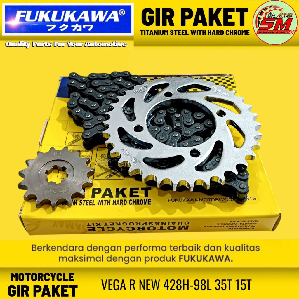 Gear Set Paket Std Yamaha Vega R New Fukukawa 428H-35T-15T-98L